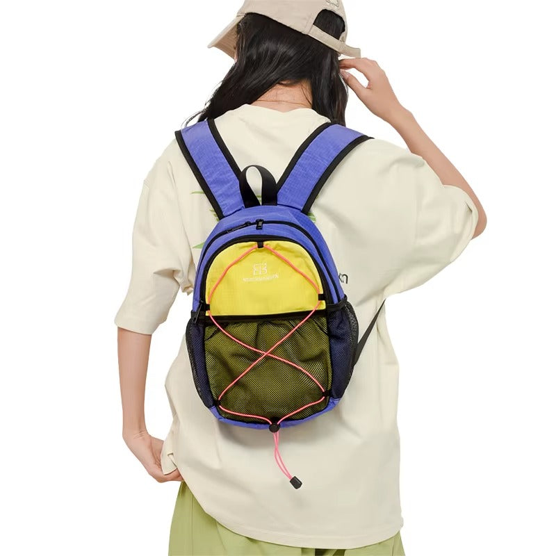 Backpack | Lightweight Nylon | Stylish Color Block Design for Outdoor Activities