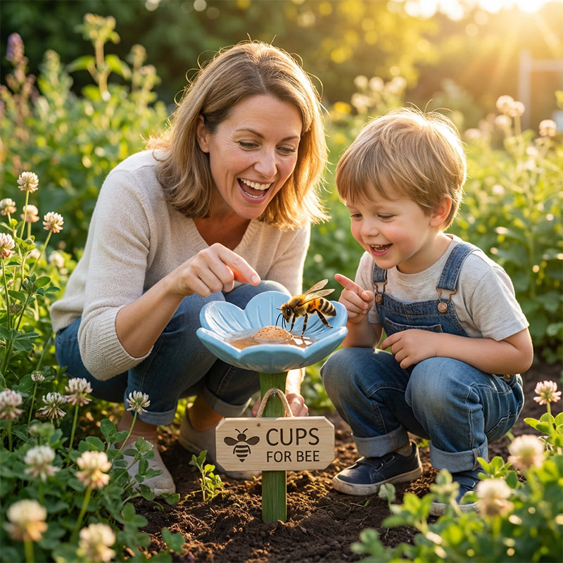 Bol d'eau pour pollinisateurs | Résine résistante aux intempéries | Support pour abeilles et papillons dans le jardin 1
