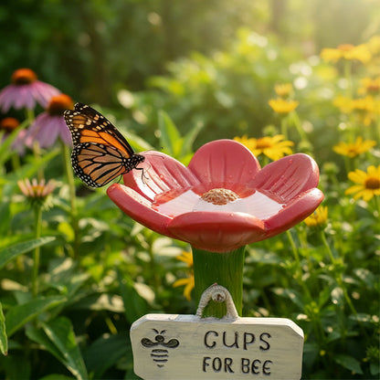 Bol d'eau pour pollinisateurs | Résine résistante aux intempéries | Support pour abeilles et papillons dans le jardin 4