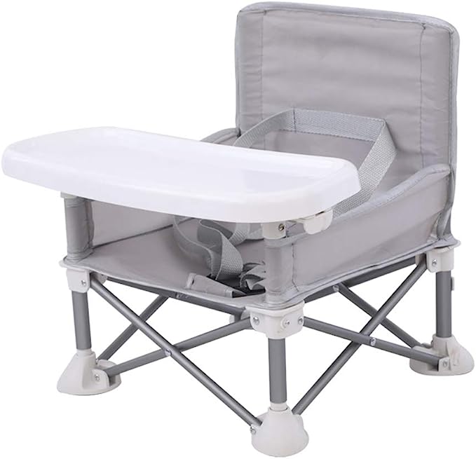 Chaise de camping pour enfant | Cadre acier robuste et harnais sécurité 3 points | Table intégrée et pliable légère pour sorties en plein air 1