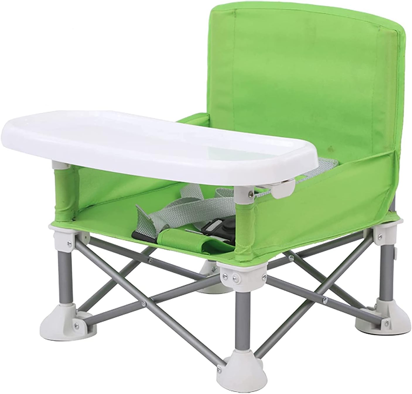 Chaise de camping pour enfant | Cadre acier robuste et harnais sécurité 3 points | Table intégrée et pliable légère pour sorties en plein air 2