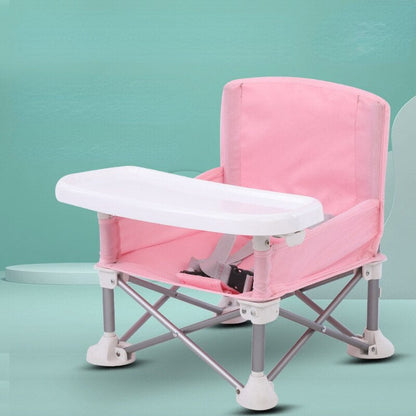 Chaise de camping pour enfant | Cadre acier robuste et harnais sécurité 3 points | Table intégrée et pliable légère pour sorties en plein air 4
