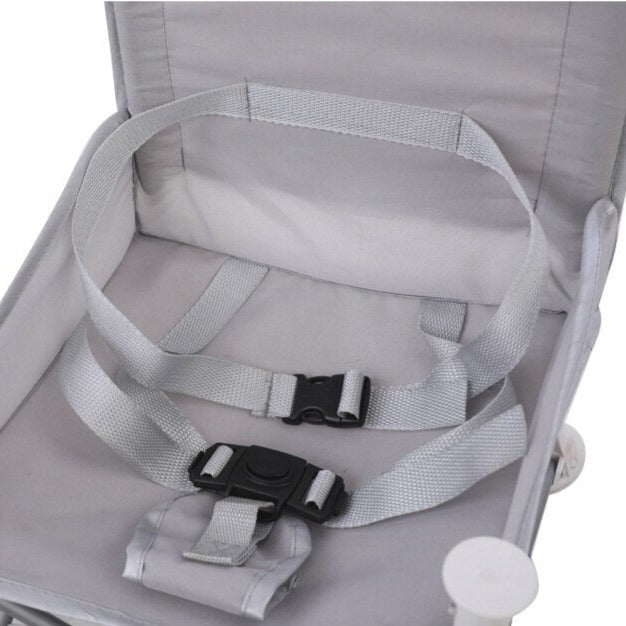 Chaise de camping pour enfant | Cadre acier robuste et harnais sécurité 3 points | Table intégrée et pliable légère pour sorties en plein air 7