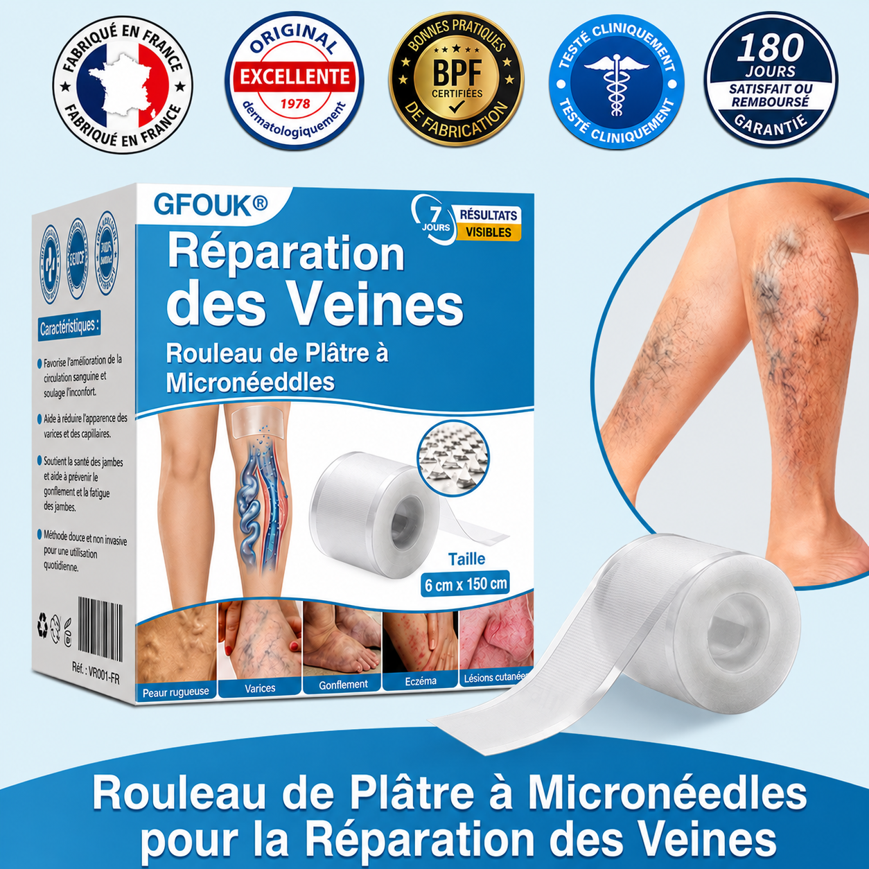 GFOUK® VeinRepair | Rouleau de Patchs à Micro-Aiguilles