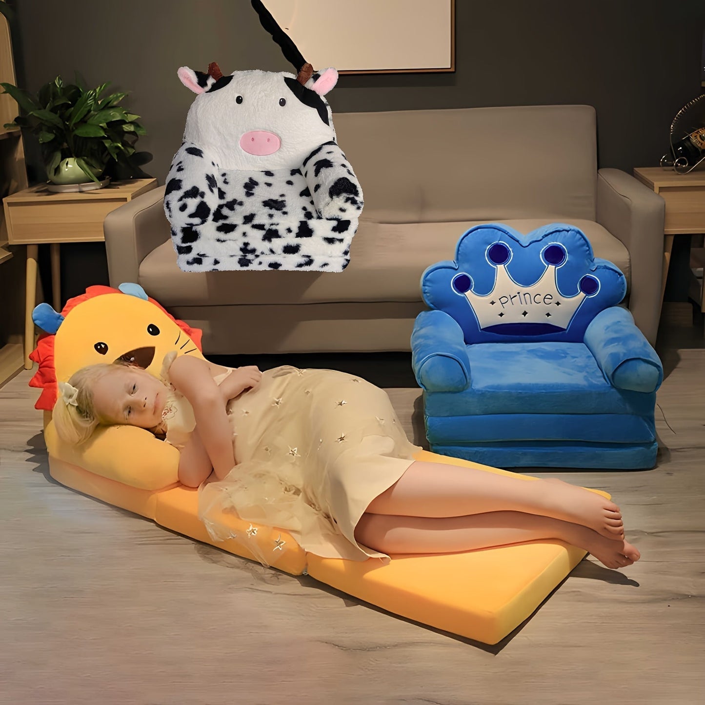 Fauteuil Enfant Transformable En Lit | Mousse Rembourrée Douce | Convertible 3 Plis Avec Surface Allongée 120 Cm - 5