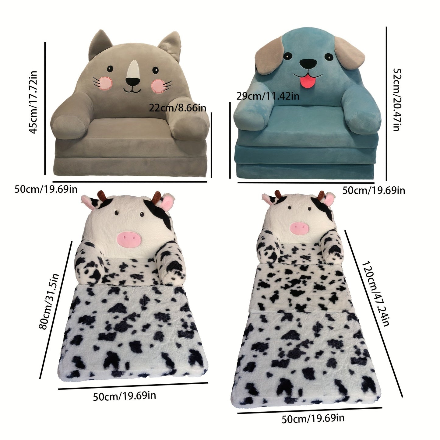 Fauteuil Enfant Transformable En Lit | Mousse Rembourrée Douce | Convertible 3 Plis Avec Surface Allongée 120 Cm - 6