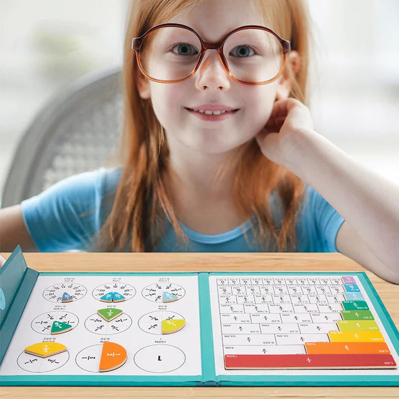 Jeu éducatif calcul enfant | Tuiles magnétiques Montessori | Apprentissage fractions visuo-spatial 1