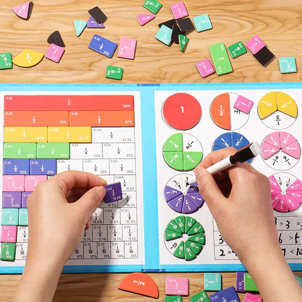 Jeu éducatif calcul enfant | Tuiles magnétiques Montessori | Apprentissage fractions visuo-spatial 2