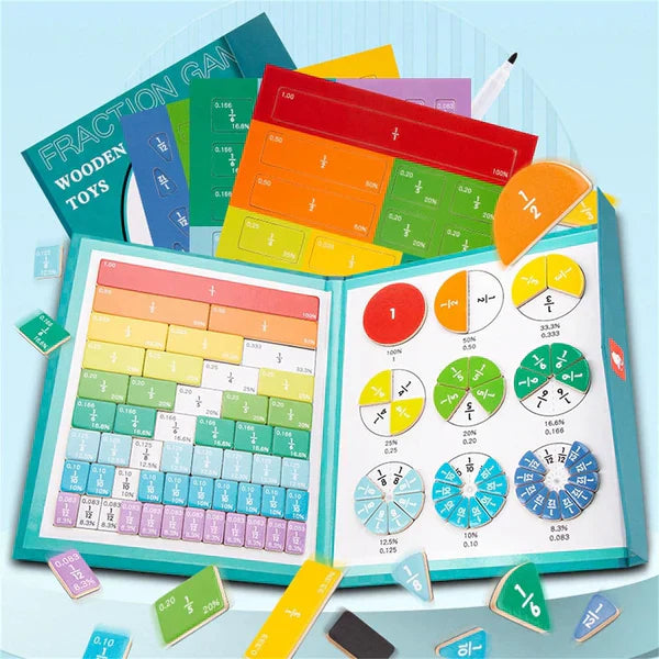 Jeu éducatif calcul enfant | Tuiles magnétiques Montessori | Apprentissage fractions visuo-spatial 3