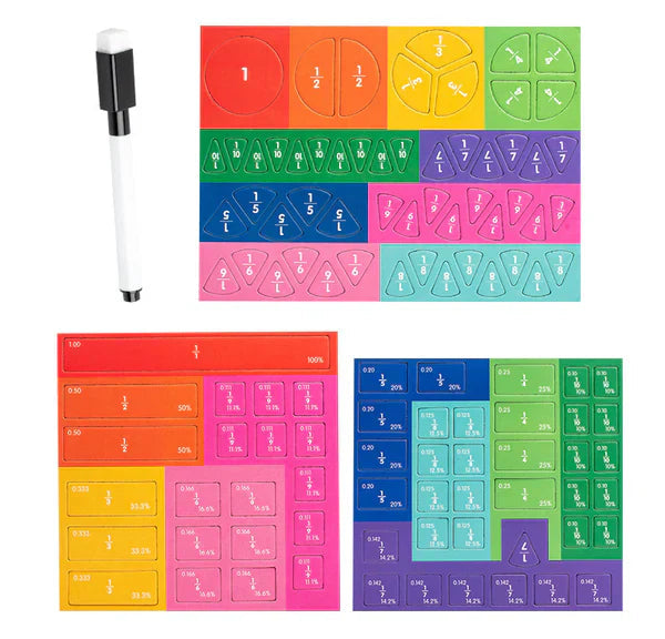 Jeu éducatif calcul enfant | Tuiles magnétiques Montessori | Apprentissage fractions visuo-spatial 4