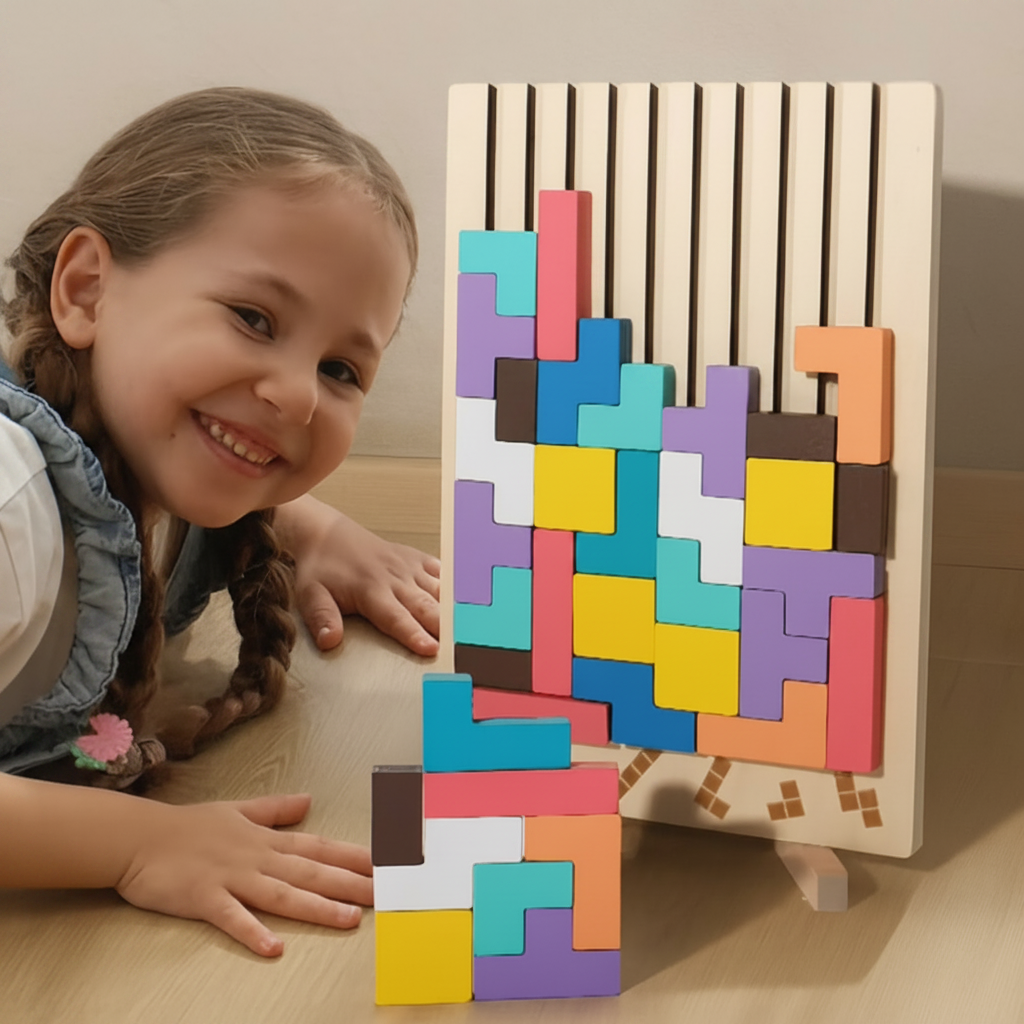 Jeu en Bois pour Bureau | Bois Certifié FSC avec Blocs Colorés | Améliore Concentration et Relaxation au Travail 2