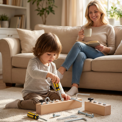 Jouet Éducatif | Planche à Vis en Bois de Hêtre | Développement Motricité Fine et Coordination Œil-Main pour Enfants 3 Ans et Plus 2
