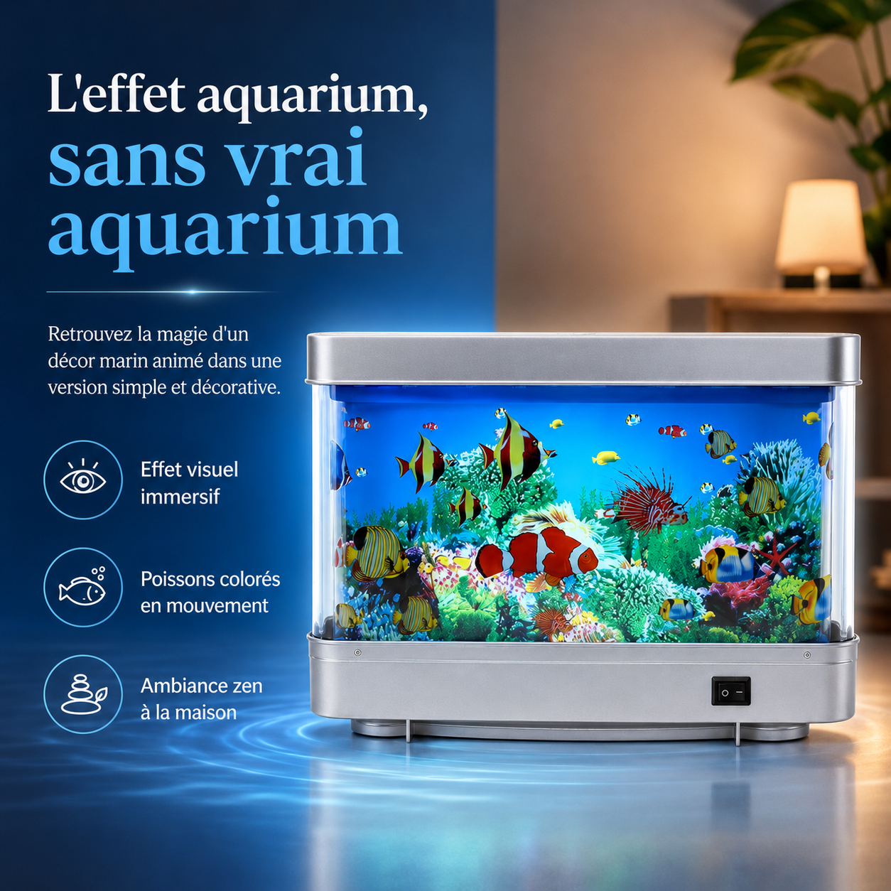 Lampe rétro pour aquarium | Éclairage LED avec poissons artificiels en mouvement | Décoration lumineuse compacte et réglable 1