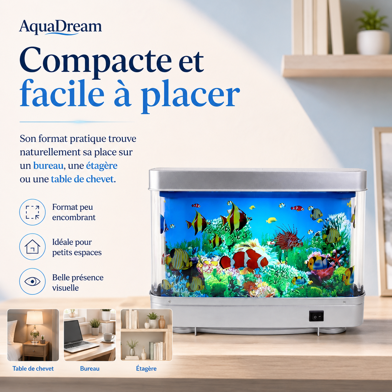 Lampe rétro pour aquarium | Éclairage LED avec poissons artificiels en mouvement | Décoration lumineuse compacte et réglable 3