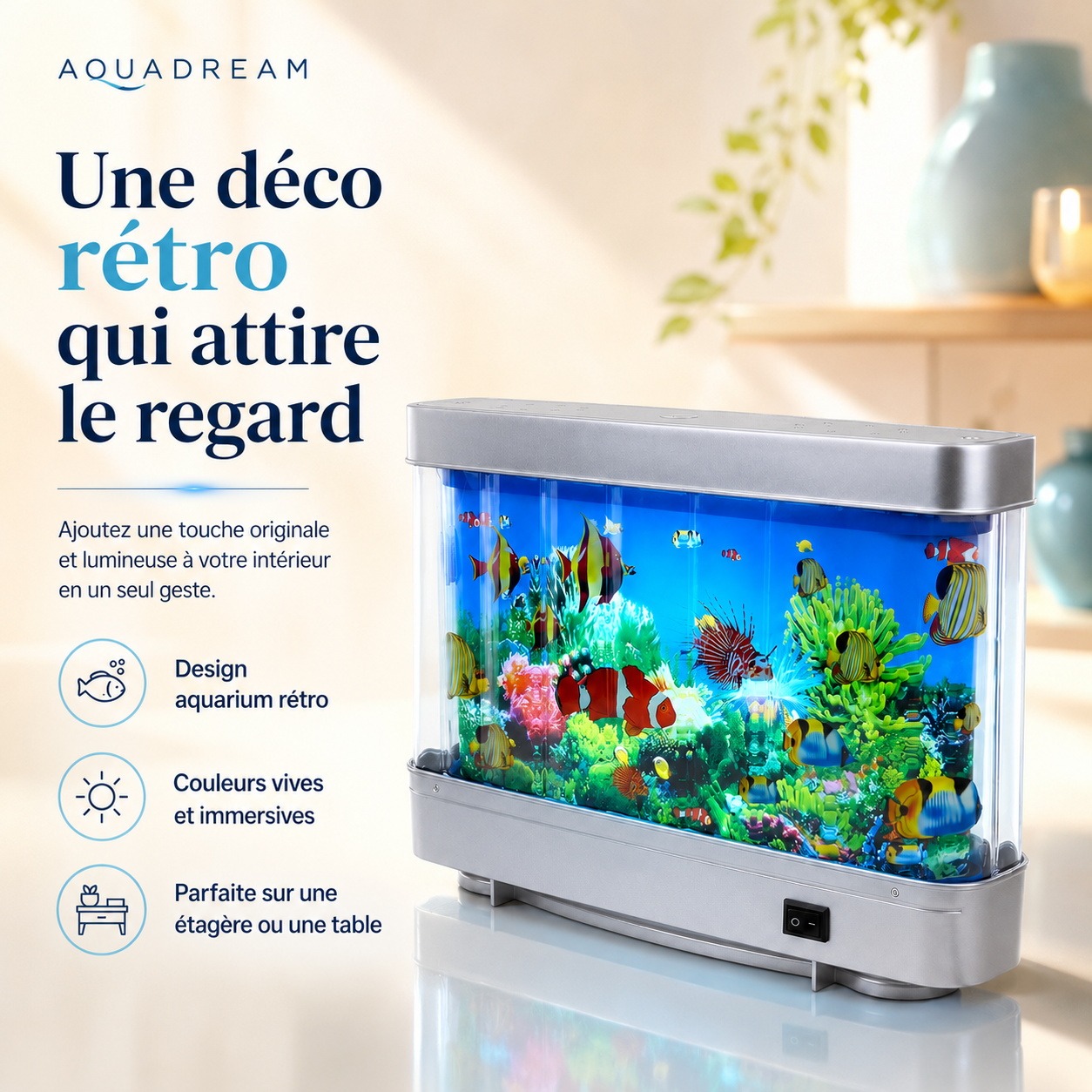 Lampe rétro pour aquarium | Éclairage LED avec poissons artificiels en mouvement | Décoration lumineuse compacte et réglable 5