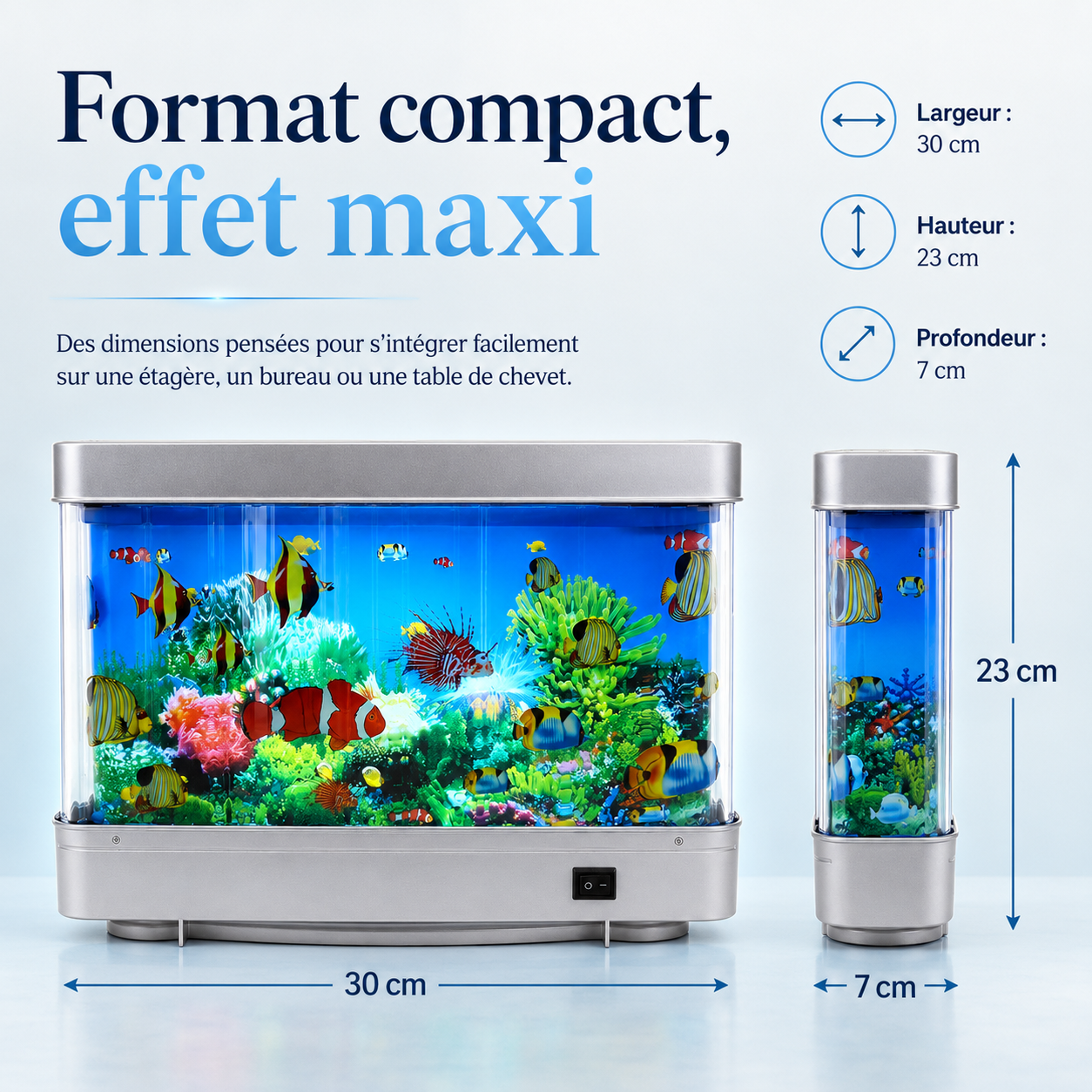 Lampe rétro pour aquarium | Éclairage LED avec poissons artificiels en mouvement | Décoration lumineuse compacte et réglable 6