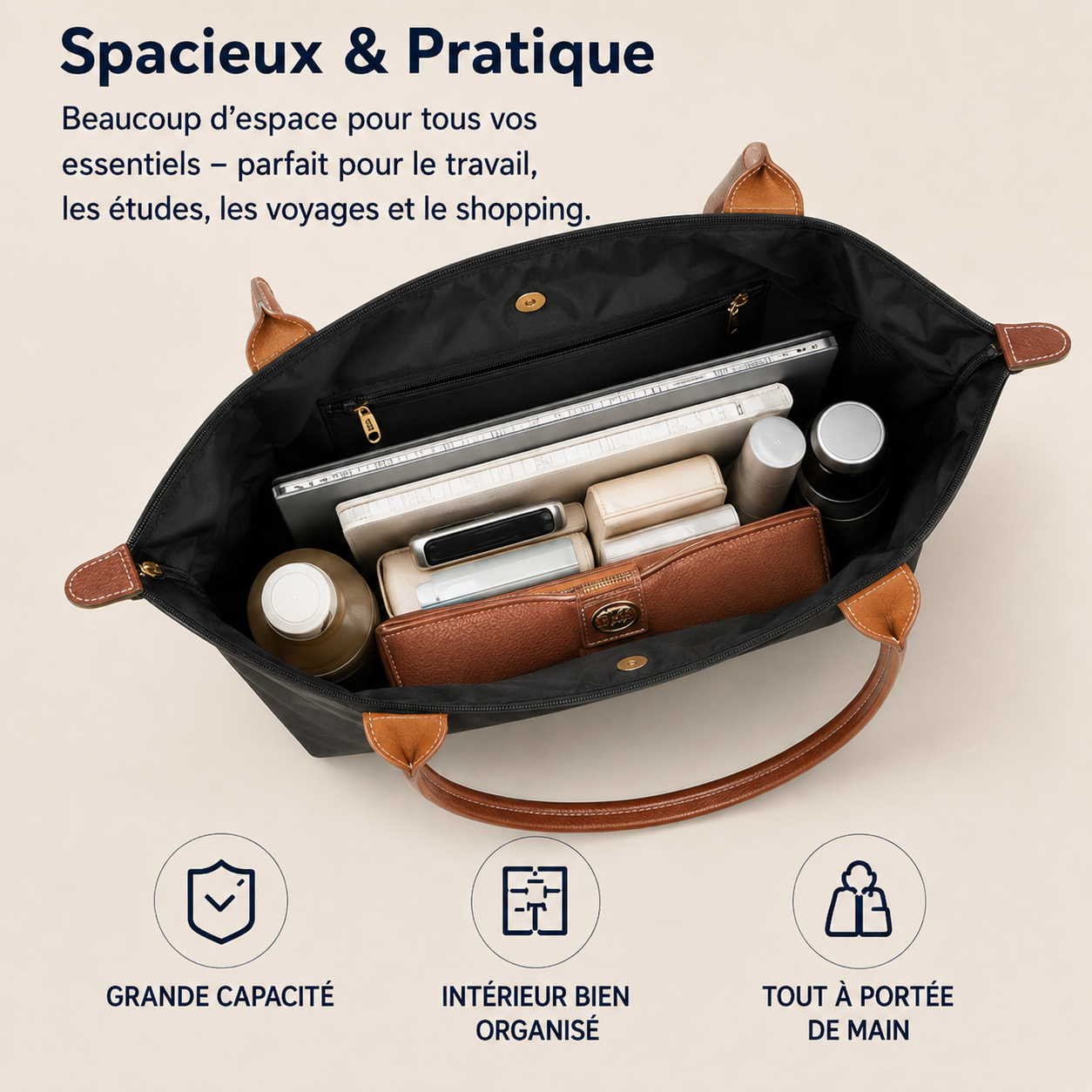 Sac à bandoulière | Nylon Oxford Résistant | Sac bandoulière femme, sac bandoulière homme avec poches intérieures multiples 4