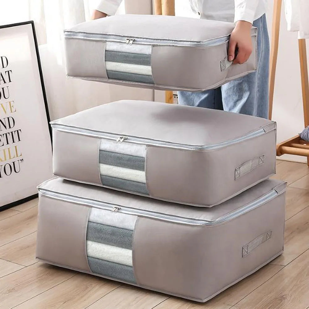 Sac de rangement | Tissu non tissé respirant | Organisateur pliable pour vêtements, couvertures et oreillers 2