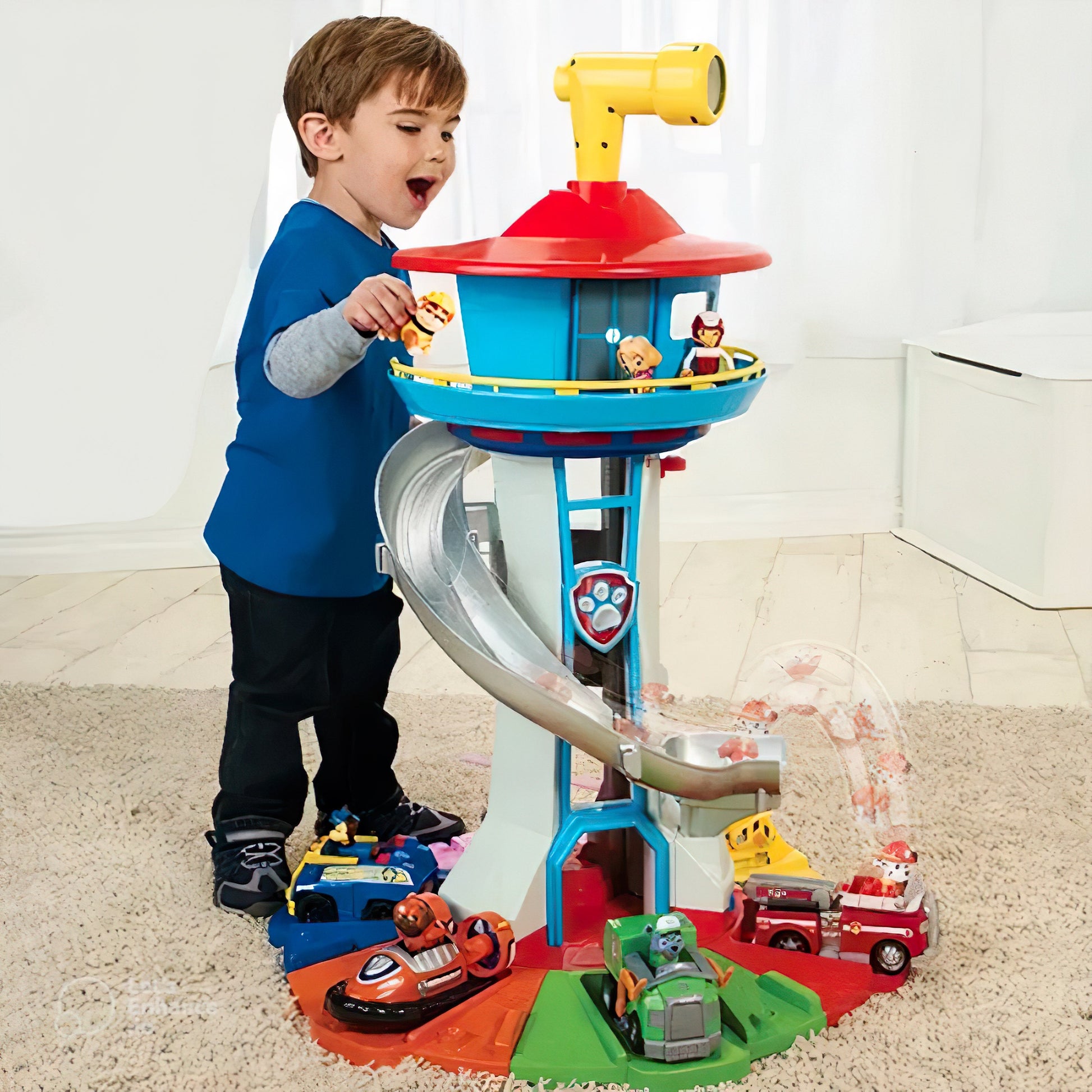 Set de Voitures Jouets | Plastique Durable et Sûr | Toboggan et Tour d'Observation pour Enfants à Partir de 4 Ans 0