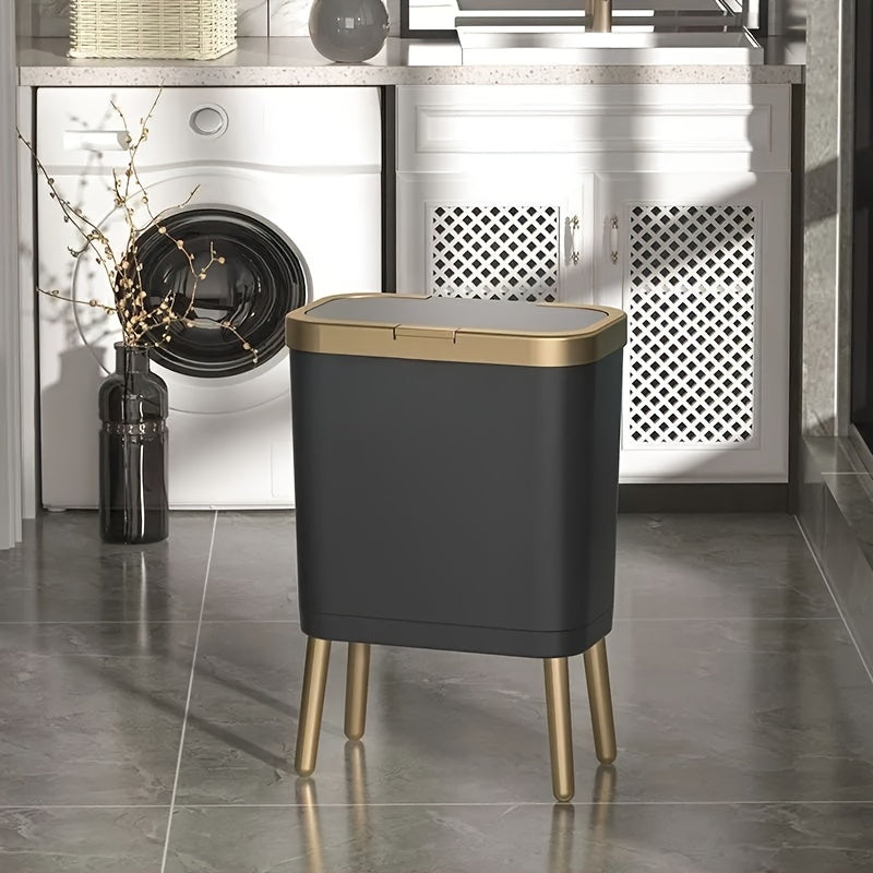 Odour-Sealing Trash Can | Flip-Top Lid | Slim Kitchen and Bathroom Waste Bin 15L
