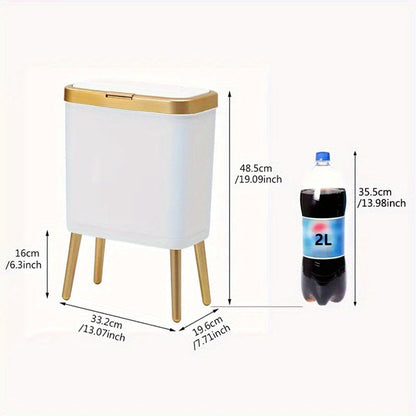 Odour-Sealing Trash Can | Flip-Top Lid | Slim Kitchen and Bathroom Waste Bin 15L