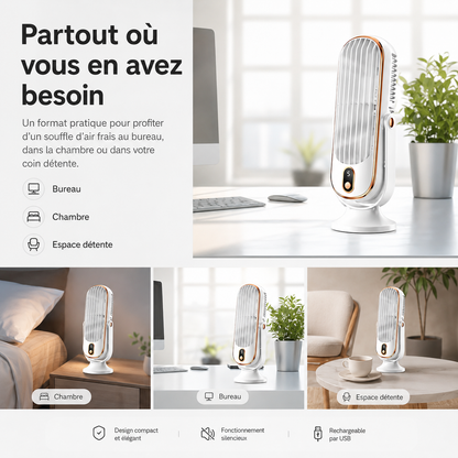 Ventilateur de Bureau Rechargeable | Double Moteur, Rotation 720 Degrés | Ventilateur Pour Bureau Ultra Silencieux 6