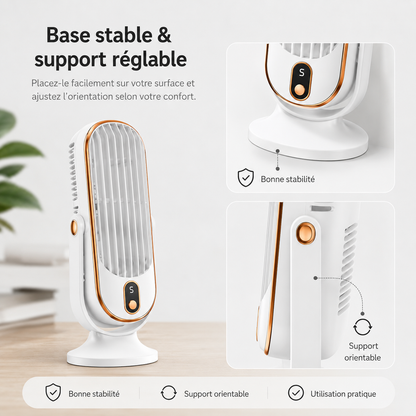 Ventilateur de Bureau Rechargeable | Double Moteur, Rotation 720 Degrés | Ventilateur Pour Bureau Ultra Silencieux 7