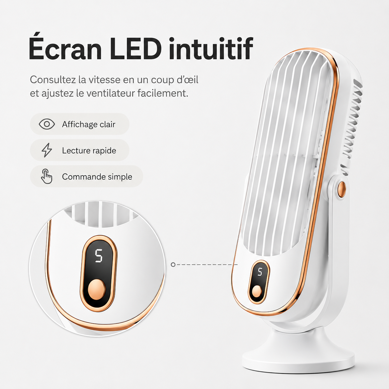 Ventilateur de Bureau Rechargeable | Double Moteur, Rotation 720 Degrés | Ventilateur Pour Bureau Ultra Silencieux 8