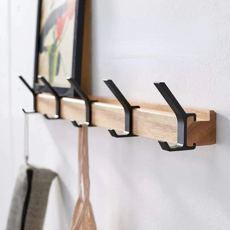 Wall Mounted Coat Rack | Movable Double Hooks | Stylish Coat Hooks for Wall in Scandinavian Design