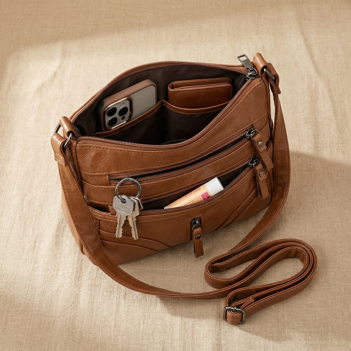 Dernier Jour -50% | Brooklyn™ Sac bandoulière multi-poches en cuir souple